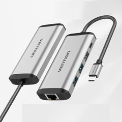 Vention USB - C MULTI - FUNCTIONAL 5 in 1 DOCKING STATION - Type C to USB 3.0(3 ports), Gigabit Ethernet, PD Docking Station - Brainy