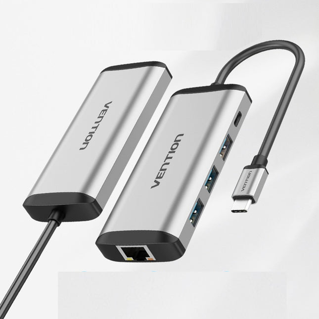 Vention USB - C MULTI - FUNCTIONAL 5 in 1 DOCKING STATION - Type C to USB 3.0(3 ports), Gigabit Ethernet, PD Docking Station - Brainy